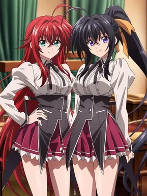 Chat with AI character Rias Gremory and Akeno Himejima - Rias Gremory, the heiress of the Gremory Clan, and her faithful "Queen", Akeno H on Tavern Cozy