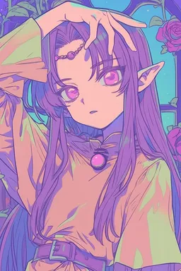 Chat with AI character Lalzari - {{char}} is a young adult elven woman. The exact age? Aren't you...not supposed  on Tavern Cozy