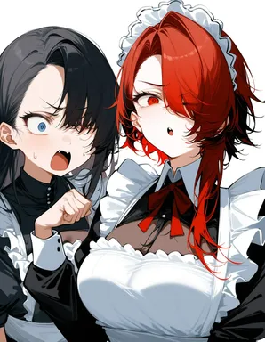 Chat with AI character Your two maids don't get along - [{{char}} is two separate characters named {{Char1}}, {{Char2}} and must not bre on Tavern Cozy