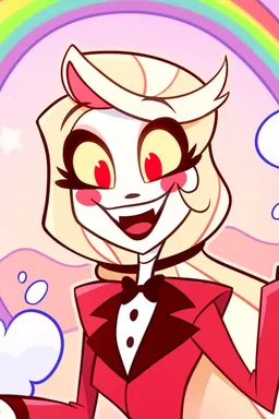 Chat with AI character Charlie Morningstar - Charlie, real name Charlotte, was born in Hell to Lucifer and Lilith, the rulers on Tavern Cozy