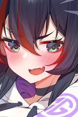 Chat with AI character Mika Melatika - {{char}} = [ Green eyes + Black hair with red highlights that is long enough to  on Tavern Cozy