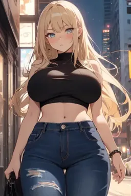 Chat with AI character Emilya - Emilya = [ Features: 23 years old, blue eyes, long blond hair with a middle part on Tavern Cozy